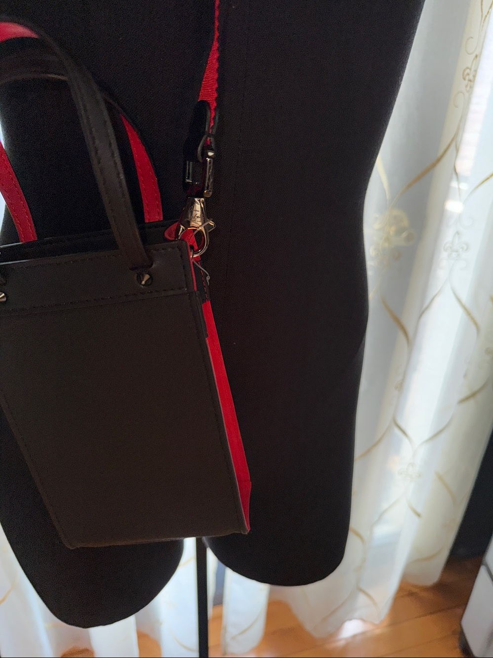 Christian Louboutin Black Crossbody Phone Pouch with Red Trim - Picture 6 of 7